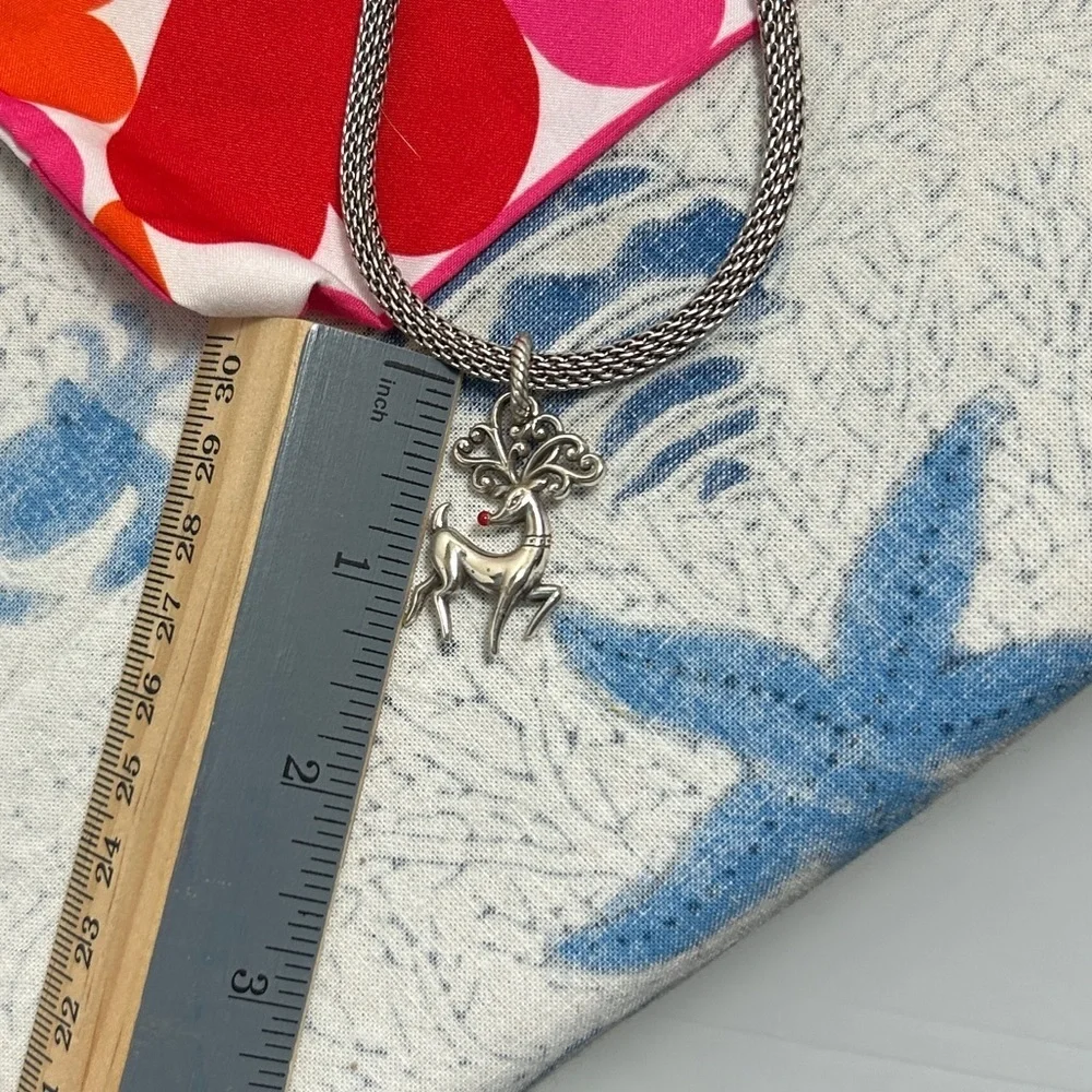 Brighton Beverly Glam Necklace & Reindeer Charm Silver Plated & Cloth Bag - Picture 12 of 13